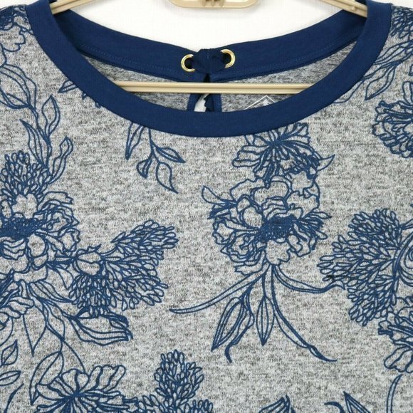 St John's Bay Shirt Top Tunic Grey Blue Floral Knit Long Sleeve XL - Picture 5 of 11